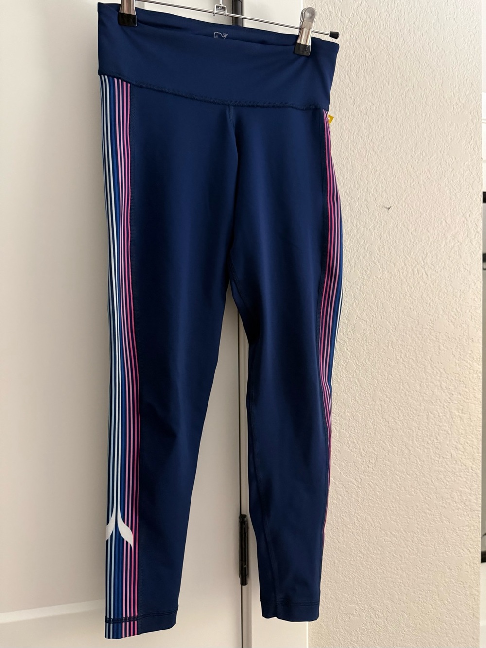 Vineyard Vines Performance Whale Stripe Leggings Navy Pink XS